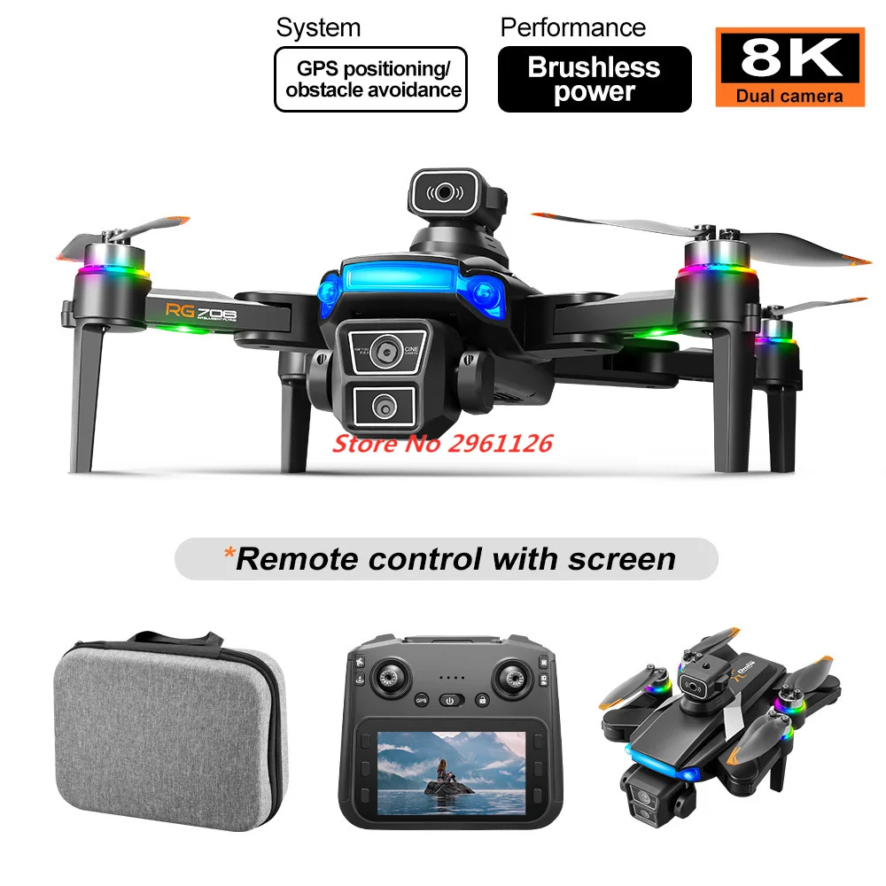 8K HD Camera GPS Drone Professional Screen GPS Drone 5G WIFI Obstacle Avoidance FPV Drone Brushless Large Screen RC Quadcopter