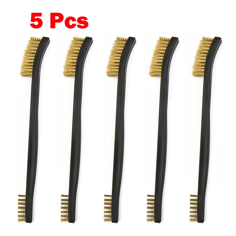 5pcs Double Head Wire Brush Set Steel Brass Nylon Cleaning Polishing Metal Rust Cleaning Brush Cepillo Limpieza Coche