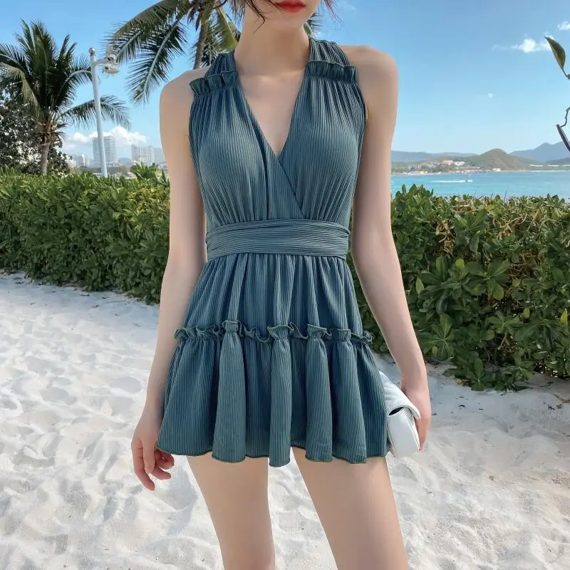 

Женский слитный купальник Ins Sle: сексуальный, с завязками, для небольшой груди, с эффектом пуш-ап, повседневный, однотонный