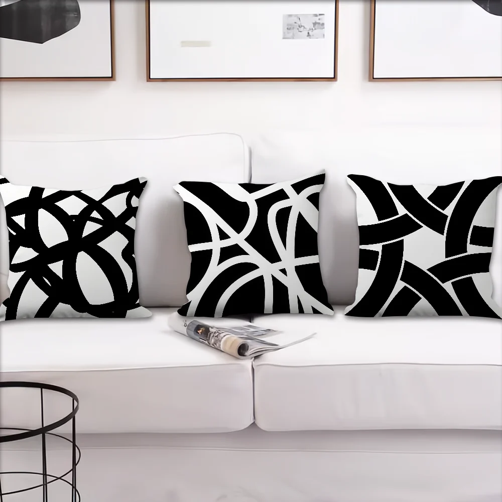 Abstract Geometric Patterns Black and White cushion cover For Pillow Printing Sofa Decoration Home Room Office Nordic Simplicity