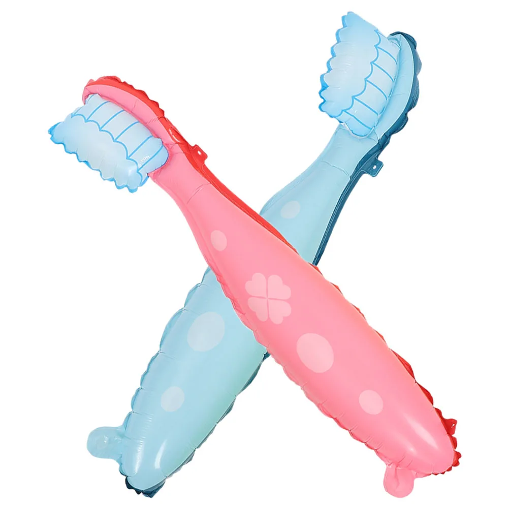 

2pcs Large Toothbrush Balloon Cute Kids Party Decor Easy Inflation Indoor Outdoor Use Toddler Baby Children Dental Theme