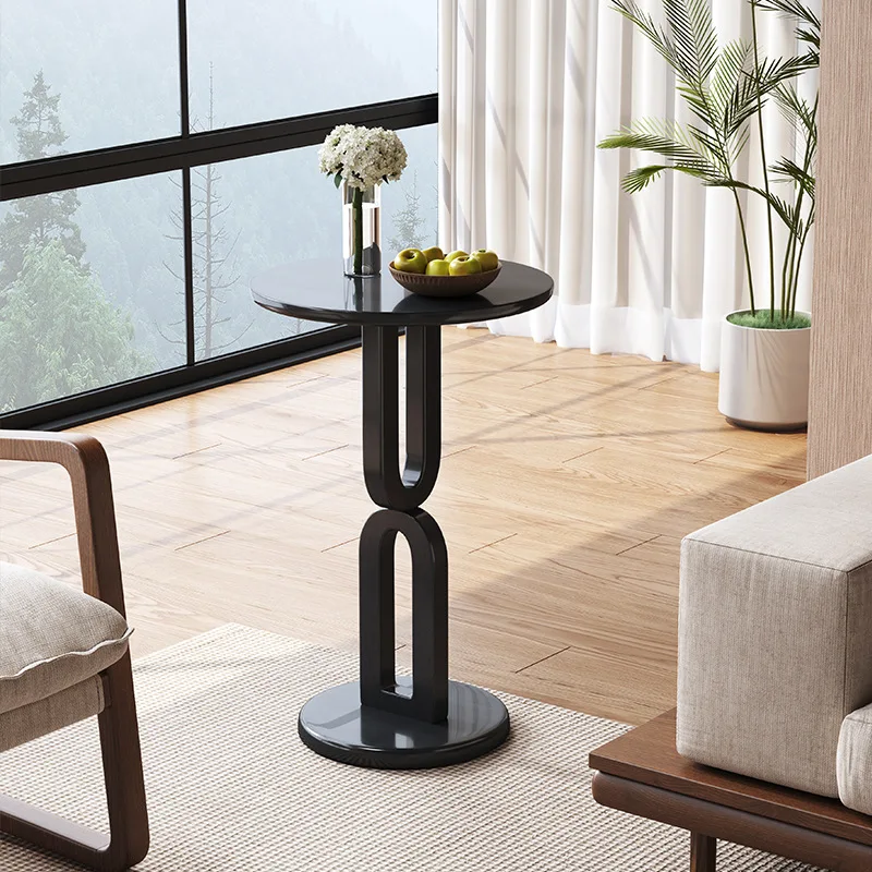 Modern small wooden sofa side table with storage rack, suitable for bedroom and hotel decoration