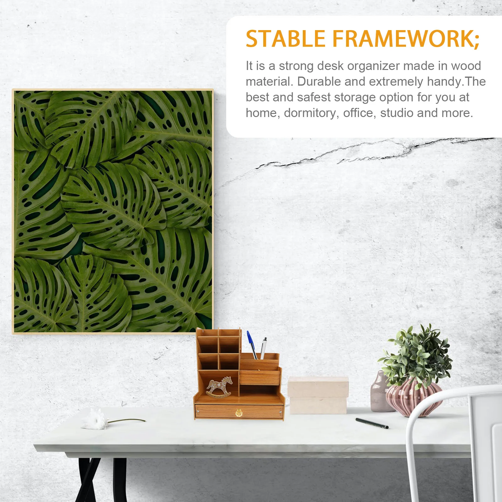 

Wooden Pen Holder Cherry Wood Desktop Organizer Large Capacity Office Stationery Storage Box Multifunctional Desk Organizer