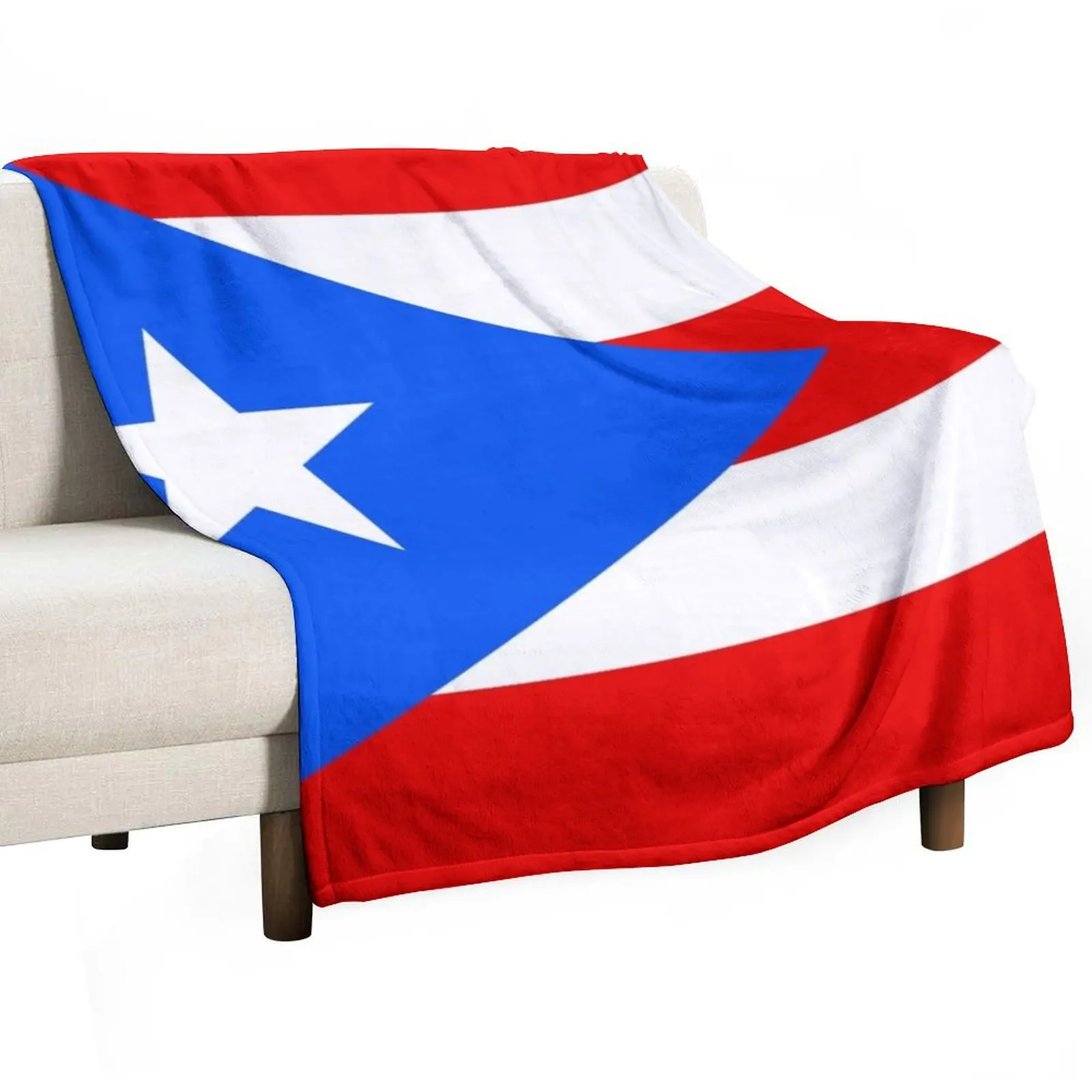 Flag of Puerto Rico Throw Blanket Soft Plush Plaid Heavy Bed Furry Custom Decorative Sofas Blankets