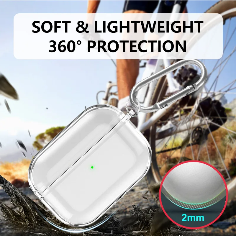 لملحقات حافظة Airpods Pro 3 حافظة واقية شفافة من مادة البولي يوريثان الحراري الناعمة المقاومة للصدمات مع سلسلة مفاتيح لأجهزة Airpods Pro 3