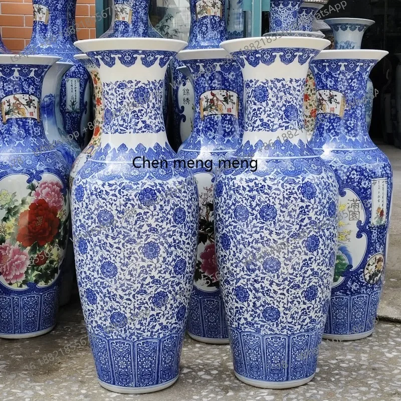 H178Ceramic floor-to-ceiling large vase blue and white underglaze color, vase, gift ornament