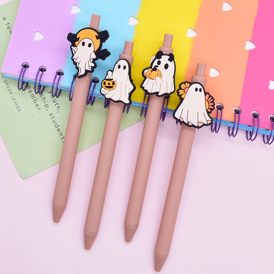 1/9 قطعة قلم حبر جاف للهالوين يمكنك صنعه بنفسك من البلاستيك الإبداعي اللطيف الكرتوني قلم ضغط للطلاب اللوازم المكتبية المدرسية