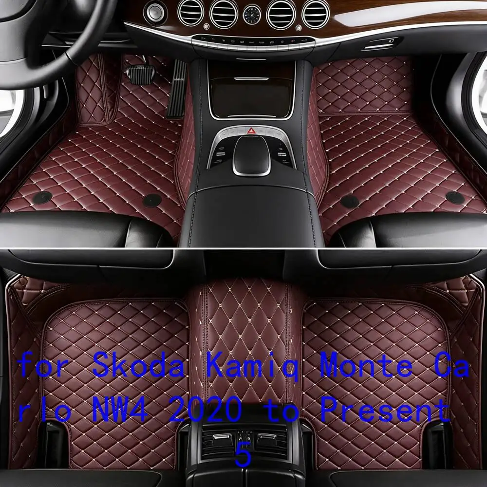 Tapis de sol de voiture personnalisés, écologiques et inodores, pour Skoda Kamiq Monte Carlo NW4 2020 à aujourd'hui, 5 places, surface en PU, couverture complète, imperméables, antidérapants, accessoires de voiture 9d732