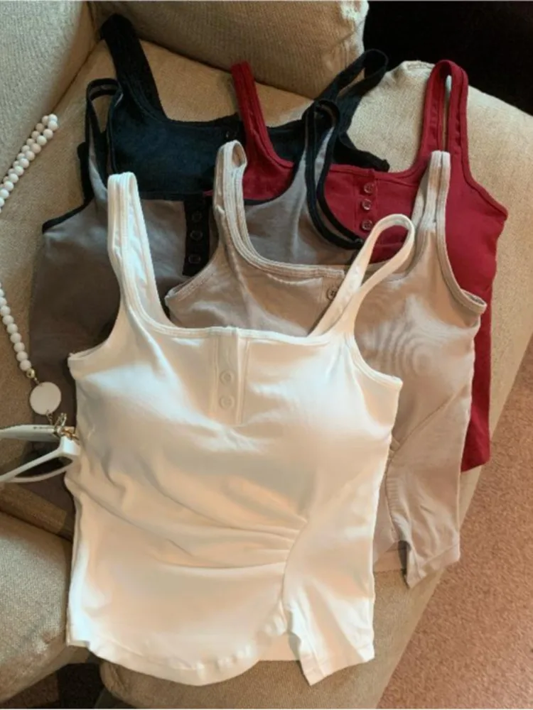 

Sexy Short Crop Top Women's Vest Strap Design Slimming Korean Style Commute Fashion Unique American Design Spring Summer New