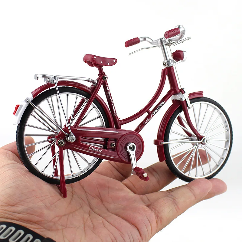 1/10 Alloy Bicycle Model Toy Scale Cars Decoration Toy Vintage Miniature Vintage Bike Diecast Vehicle Toy Models Children Toys