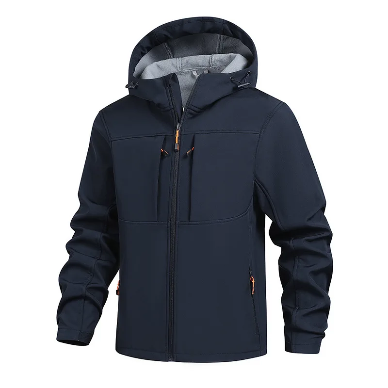 Men's Hooded Softshell Jacket Waterproof Lightweight Insulated Windbreaker Fleece Lined Rain Shell Jacket for Hiking Camping