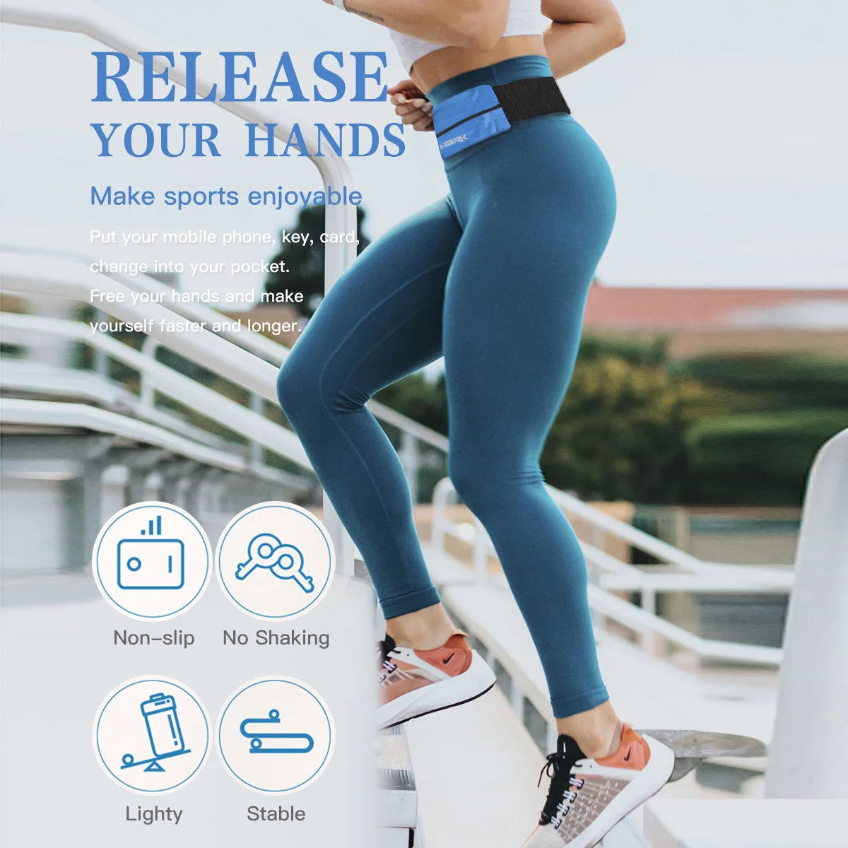 QUESHARK عاكسة متعددة الوظائف تشغيل الخصر حقيبة مزدوجة سستة جيب ماراثون رياضة اليوغا حزام الخصر حزمة الهاتف واسط المحفظة