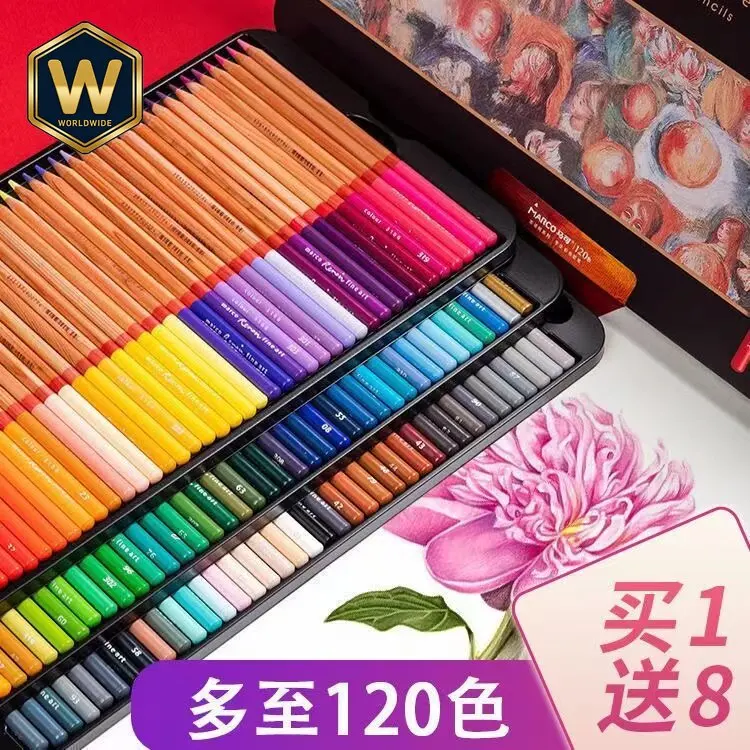 Marco Renoir Oil Colored Pencils 72 Colors Professional 120 Colors Art Drawing Pencils Water-Soluble 48 Colors 3100