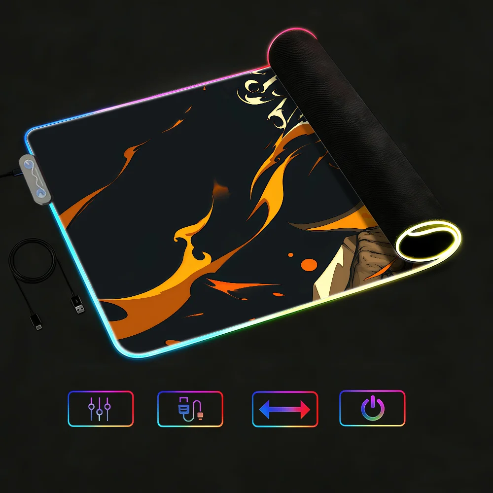 V-Valorant Mouse Pad RGB LED Non-slip Desk Mat Rubber Gaming Accessories Large Computer Office Gamer Keyboard Mat