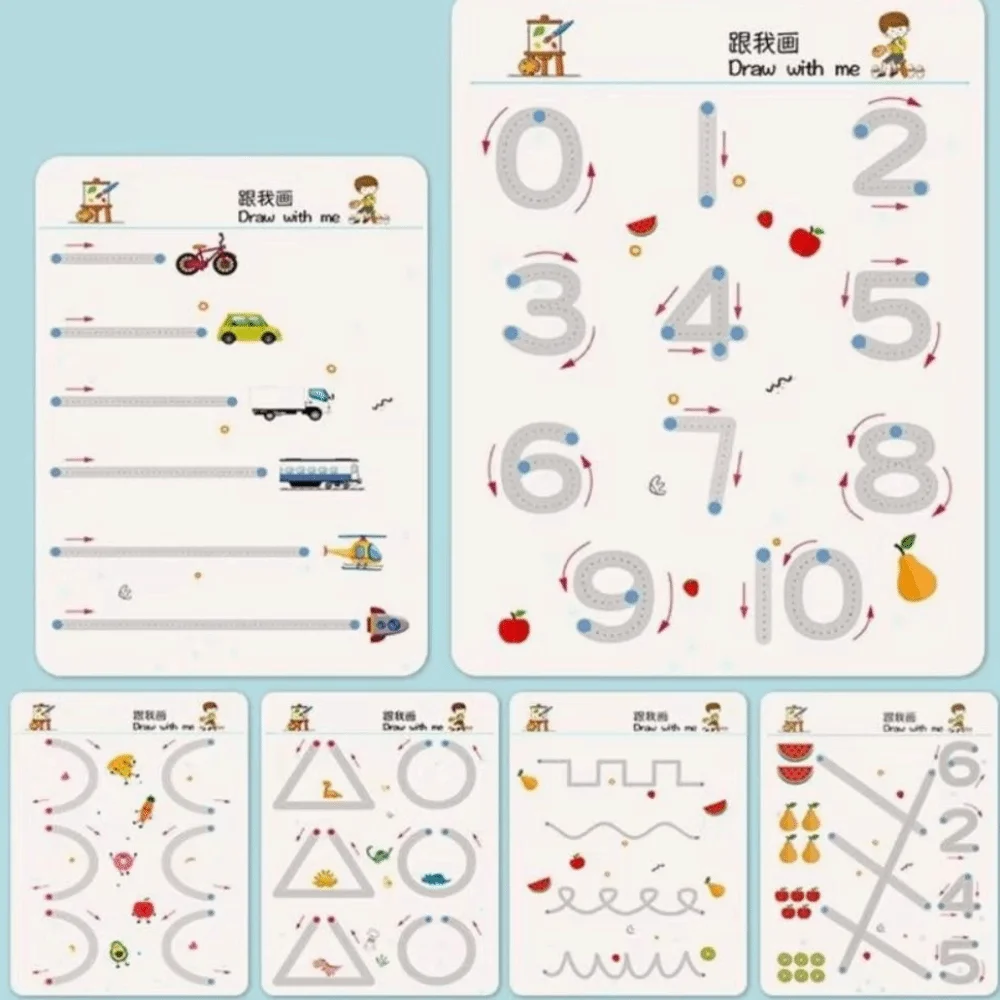 Practice Copybook English Copybook Enlightenment Free Wiping Numbers Writing Sticker Children Early Education