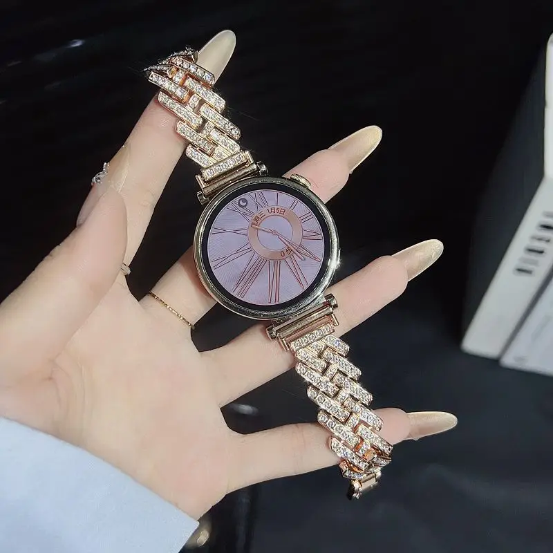 

18mm Diamond Metal Strap for Huawei Watch GT6 41mm Gt5 41mm Band Bling Rhinestone Bracelet for Huawei Gt 5pro 42mm Metal Correa