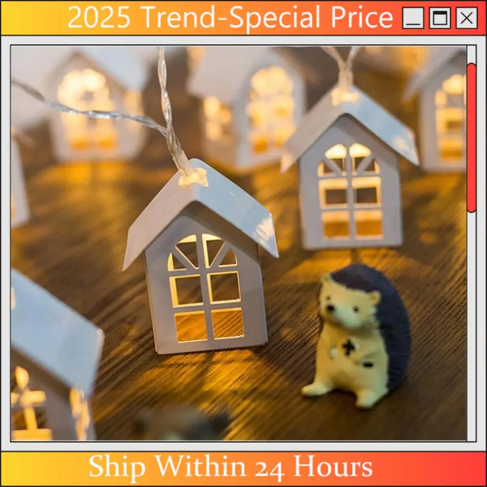 

AA64 LED Garland Wood House String Light USB Fairy Indoor Lights Warm White