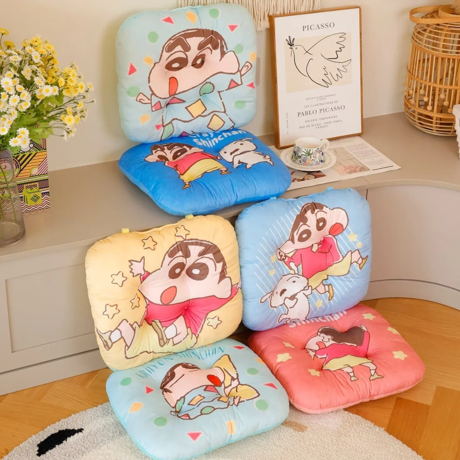 Cartoon Crayon Shin-chan Seat Cushion Comfortable Sitting Cushion Chair Back Cushion Japanese Style Cartoon Printed Cushion Gift