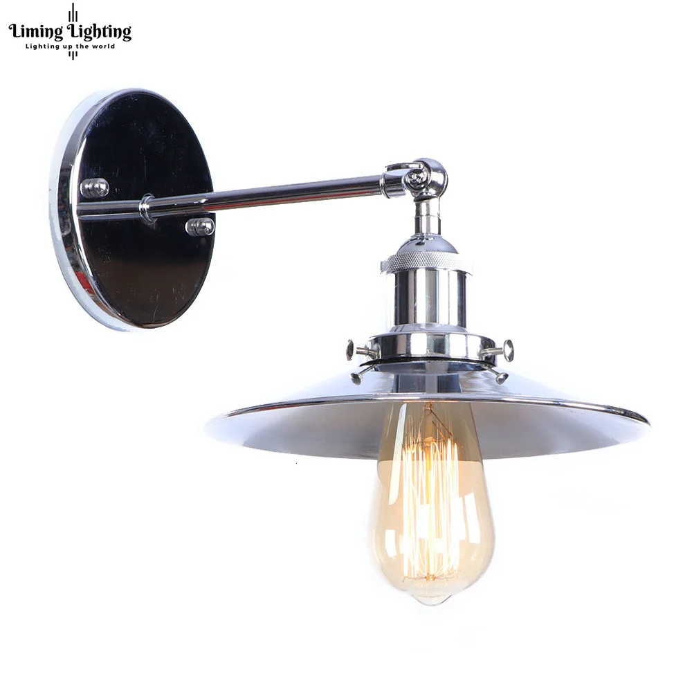 

Modern Sliver Loft E27 Metal Wall Mirror Bedroom Light Retro Wall Lamp Style Sconce Lamp Fixtures Arandela Wandlamp Luminaire