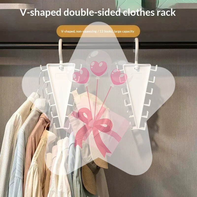 1/2/3Pcs V-Shape Multi Hook Closet Hanger Organizer 12 Hooks Space Saving Wardrobe Clothes Hanger For Storage Efficiency