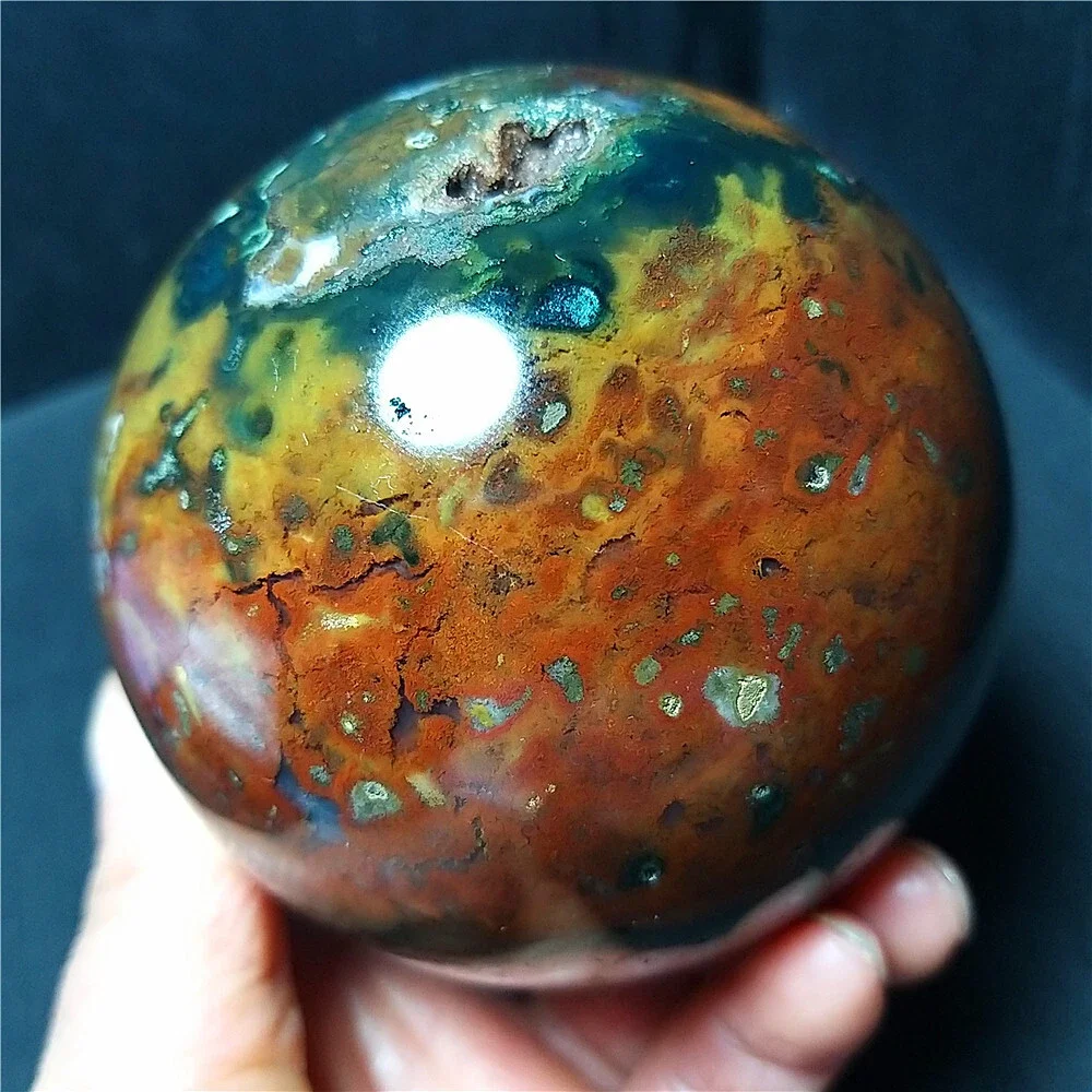 Natürlich geformt! Marine-Jade-Kugel, Polierkugel aus Quarzkristall, Mineral, Reiki, Heilung – Detail 1