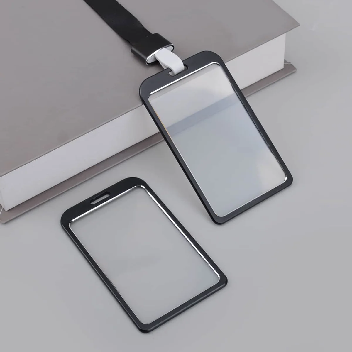 Stylish Aluminum Alloy ID Card Holder - With Lanyard Student Work Credential Clip Office Supplies Portable Card Storage image 4