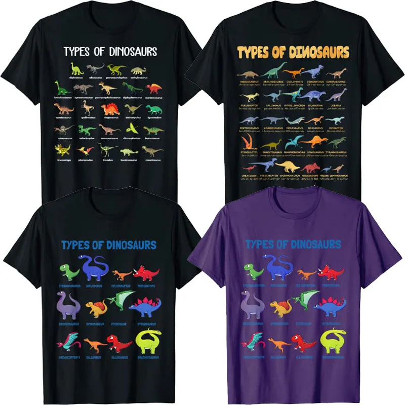Type of Dinosaurs Diplodocus Allosaurus Ankylosaurus T-shirt Future Paleontologist Dino Identification Cute Sweet Tee Tops