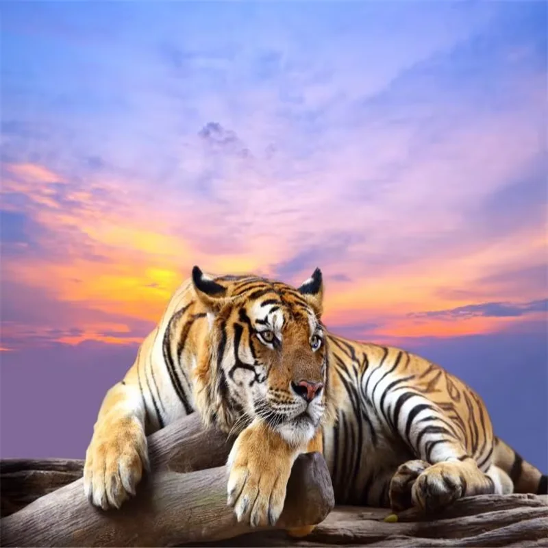 Elegant Tiger Wallpaper Custom Photo Mural Wall Sticker Modern Fashion Living Room Background Papel De Parede