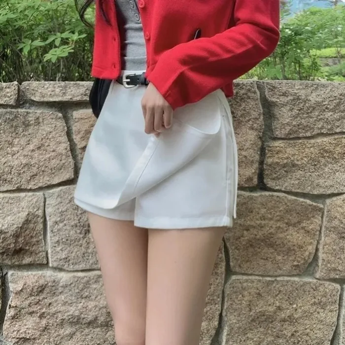 High Waist Safety Pants Short Skirt Pants Commute Style Embroidered Other Material High Waist Skirt Suit Short Length Pure Color