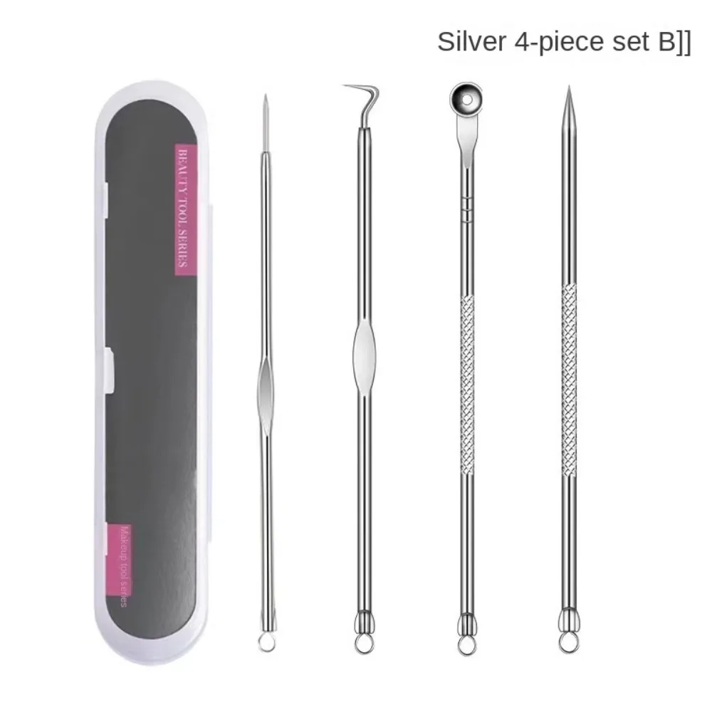 Grattage et fermeture Salon de beauté nettoyant en profondeur pince à points noirs dissolvant de boutons aiguille d'acné 4x Kit d'outils pour enlever les points noirs