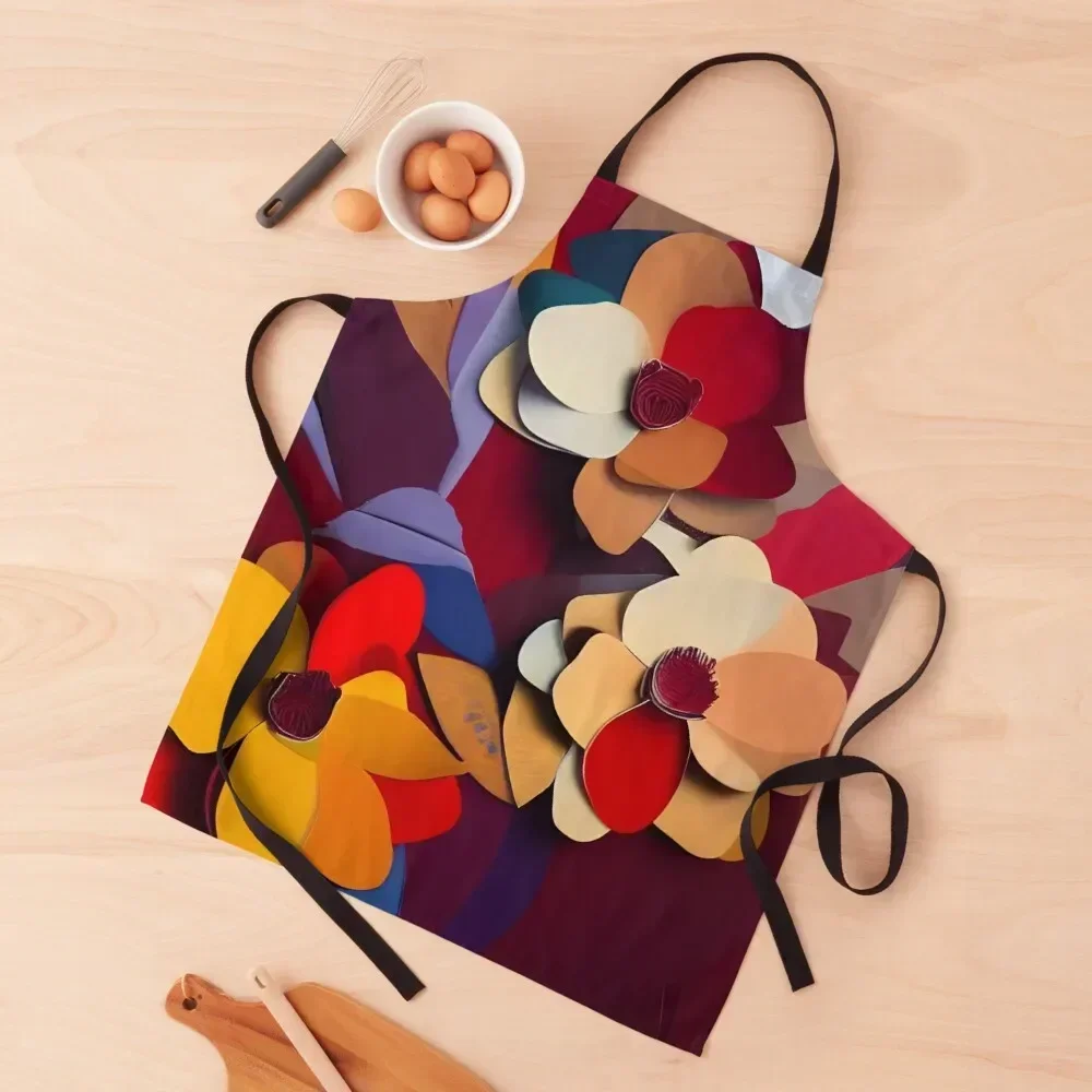 Colorful Floral Collage Apron Woman Kitchen chefs Apron