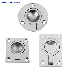 Mirror Polish Locker Marine Stainless Steel Hatch Pull Handle 50mm Round Flush Lift Ring for Boat