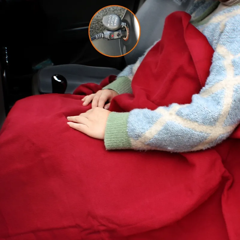 Premium Cozy Car Heating Blanket 12V Heated Fleece Travel Throw with Safety Timer Constant Temperature Heating Blanket 145x100cm