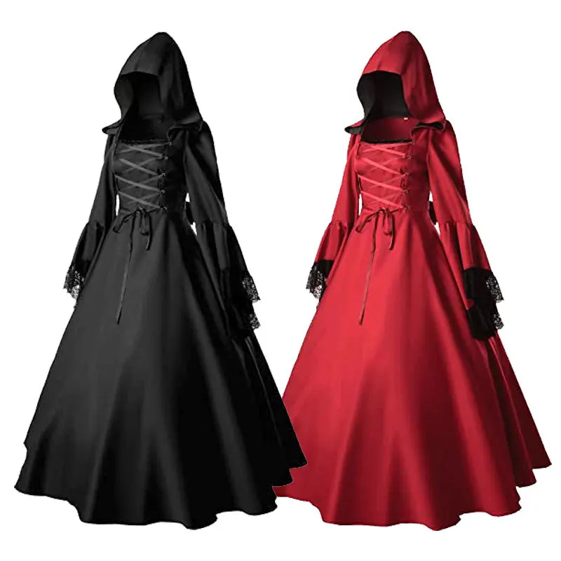 

Gothic Long Dress Renaissance Cos Costume Halloween Ball Cosplay Costume European and American plus Size