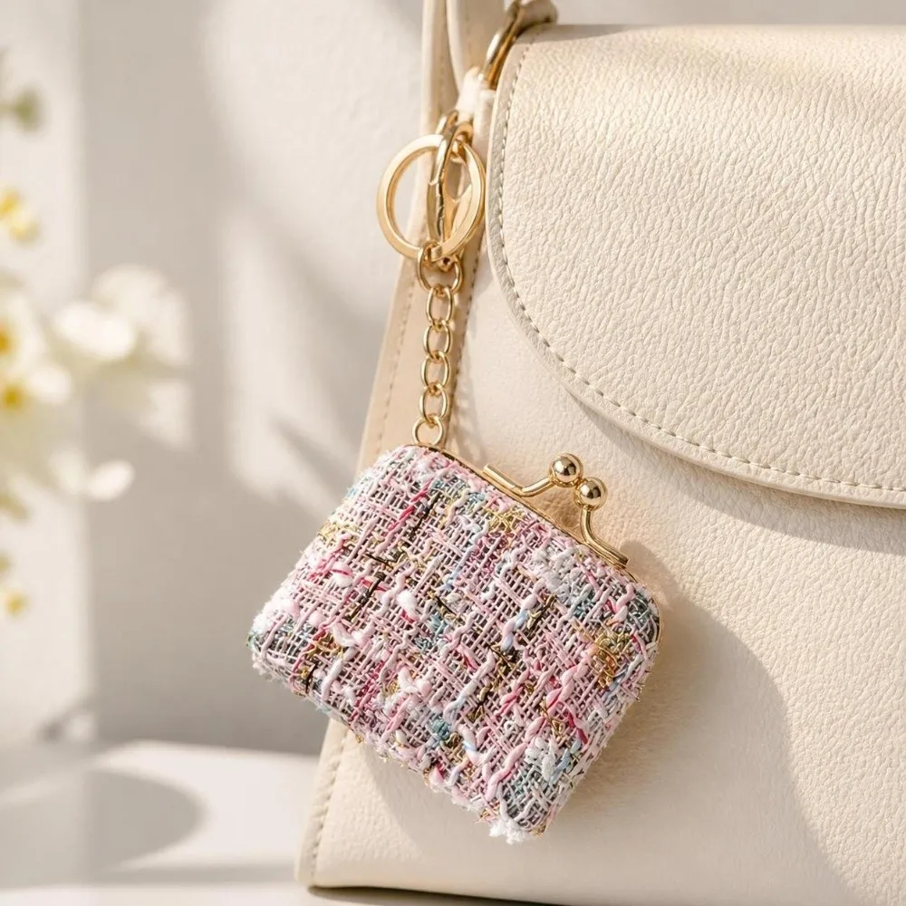 Exquisite Kiss Lock Closure Jewelry Storage Pouch Multi-Use Portable Jewelry Box Mini Colorful Pattern Storage Case Women