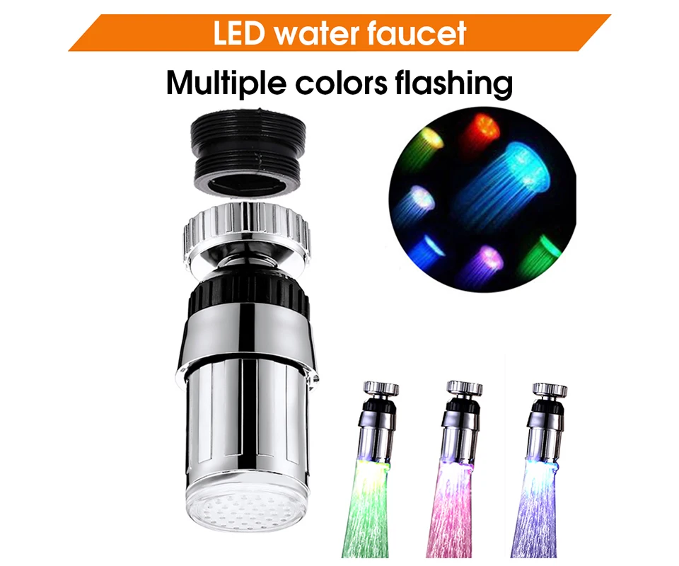 Rotatable Faucet Night Light Lamp Sensor Hydropower Led Lights Shower Head Night Lights For Bathroom Temperature Detectable