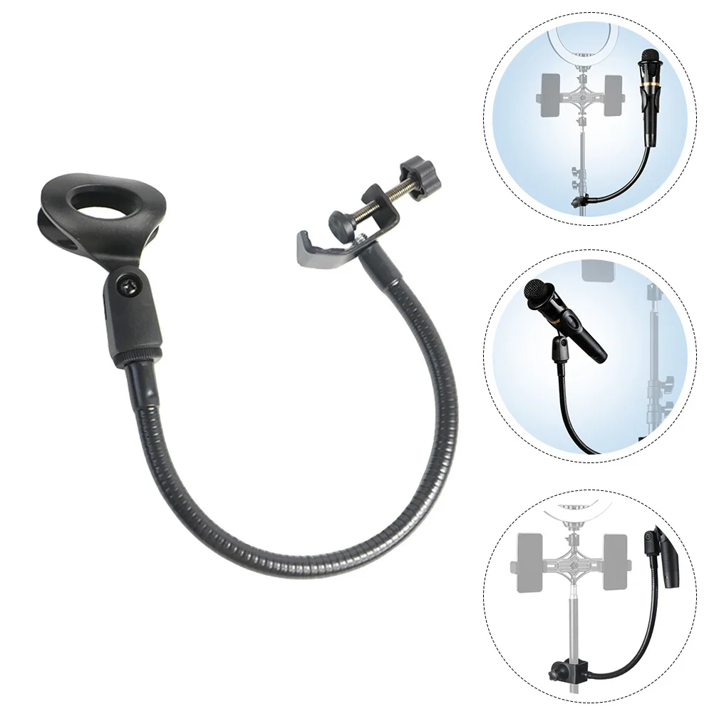 

Microphone Holder C-Type Clip Rotatable Stand 360 Degree Adjustable Gooseneck Mic Clamp For Podcasting Recording Black