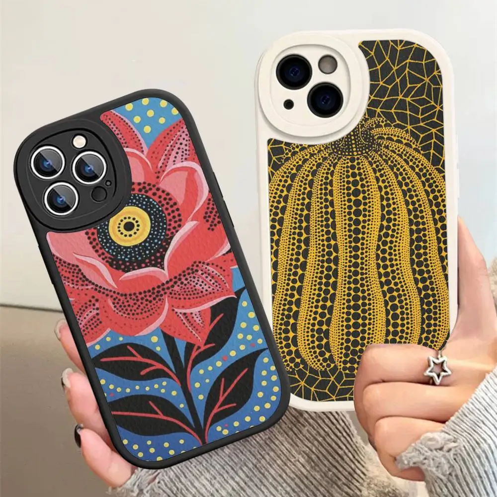 

Popular Artist K-KusamaS Pumpkin Art Phone Case Hard Leather For IPhone 16 15 14 13 12 Mini 11 14 Pro Max Xs X Xr 7 8