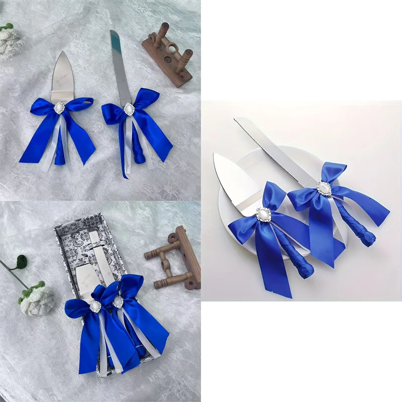 Minimalist Royal blue Wedding Cake Cutting Set - Sleek and Stylish for Contemporary Weddings image 5