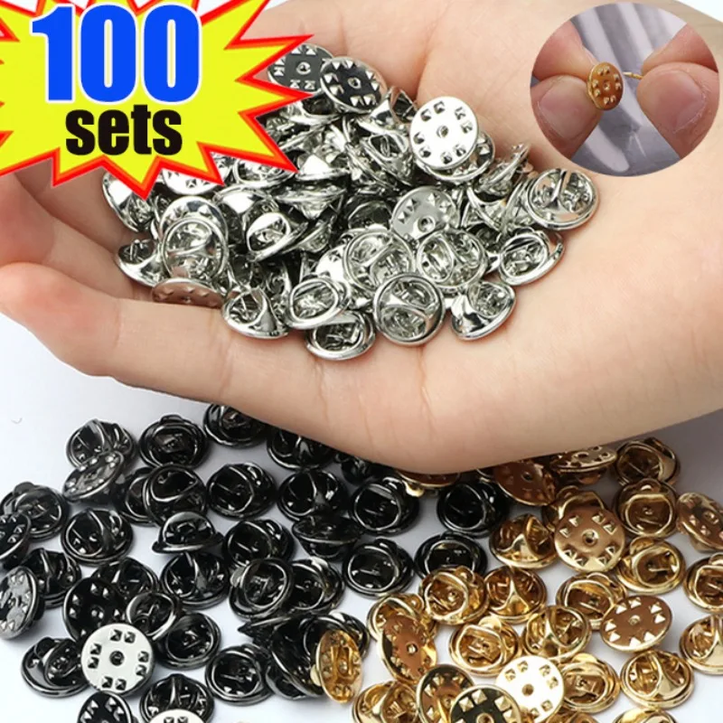 DIY broş aksesuarları tırnak kravat Tack yaka Pin geri debriyaj dağılım kelebek toka sıkmak yuvarlak tutam klip broş baz Pin hediye
