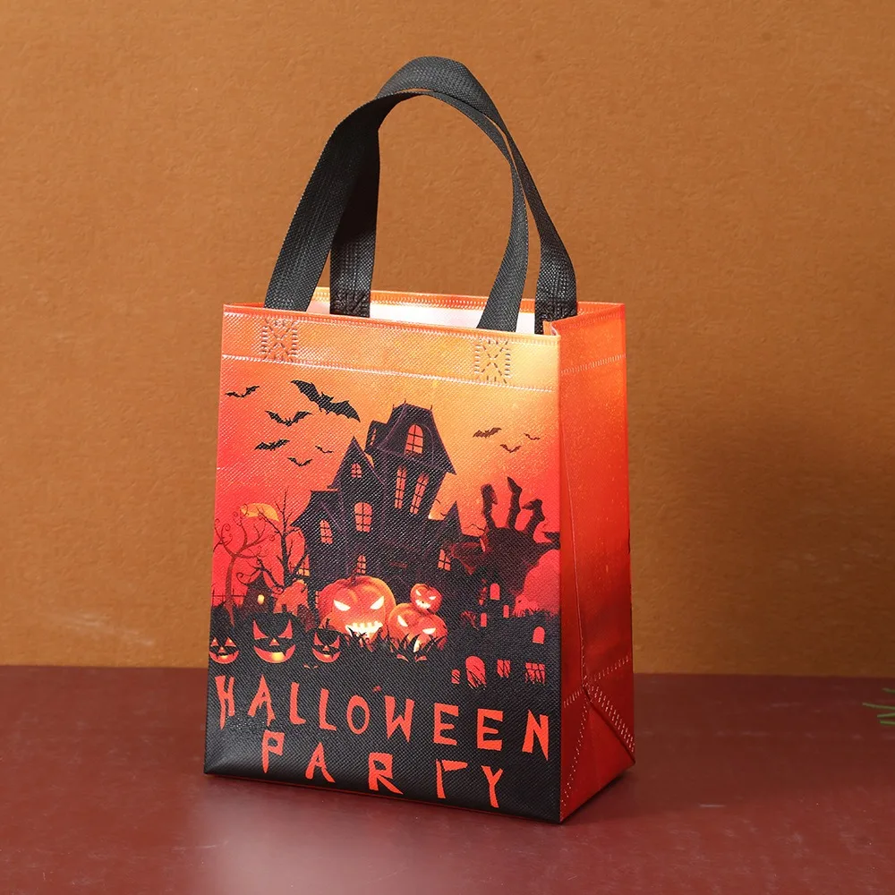 

Trendy Devil Halloween Non-woven Handbag Printed Large Capacity Halloween Gift Bag Cartoon Castle Pumpkin Creative Bag Gifts