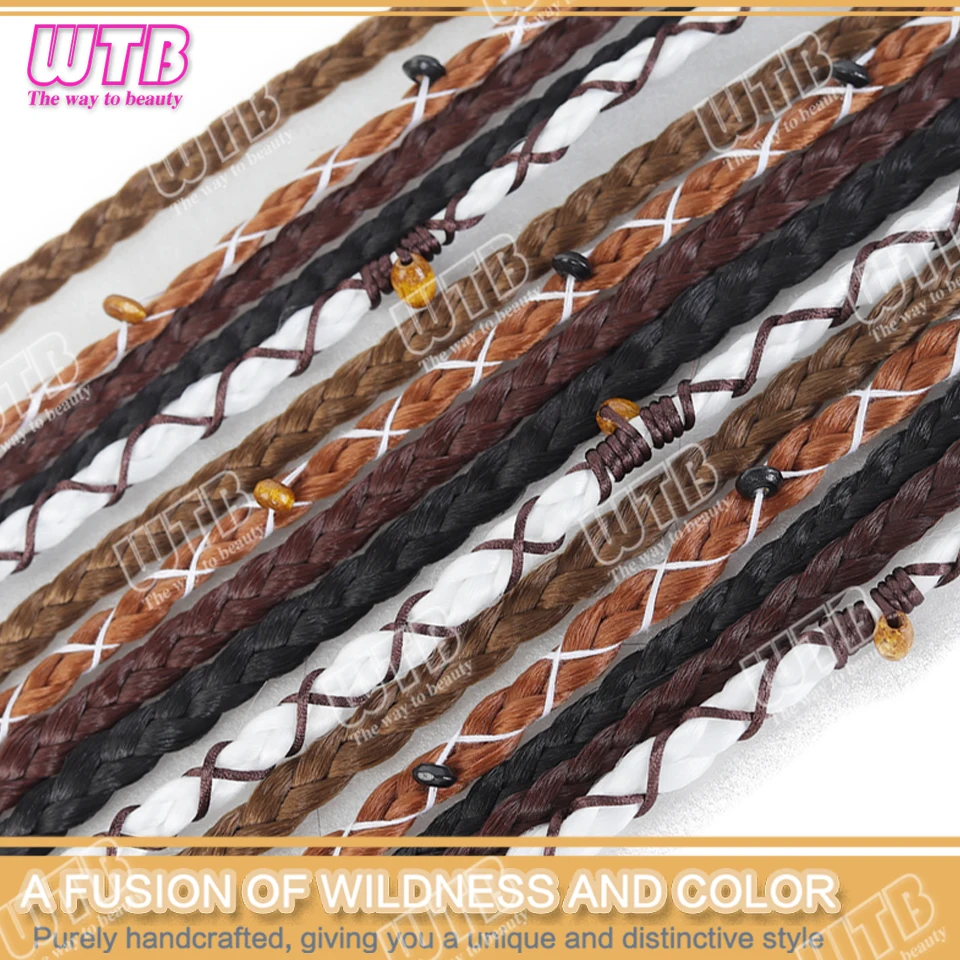 WTB Synthetic Hand-Braided Wig for Women Elastic Band Style Ethnic Fashion Braided Wig Suitable for Festive Events