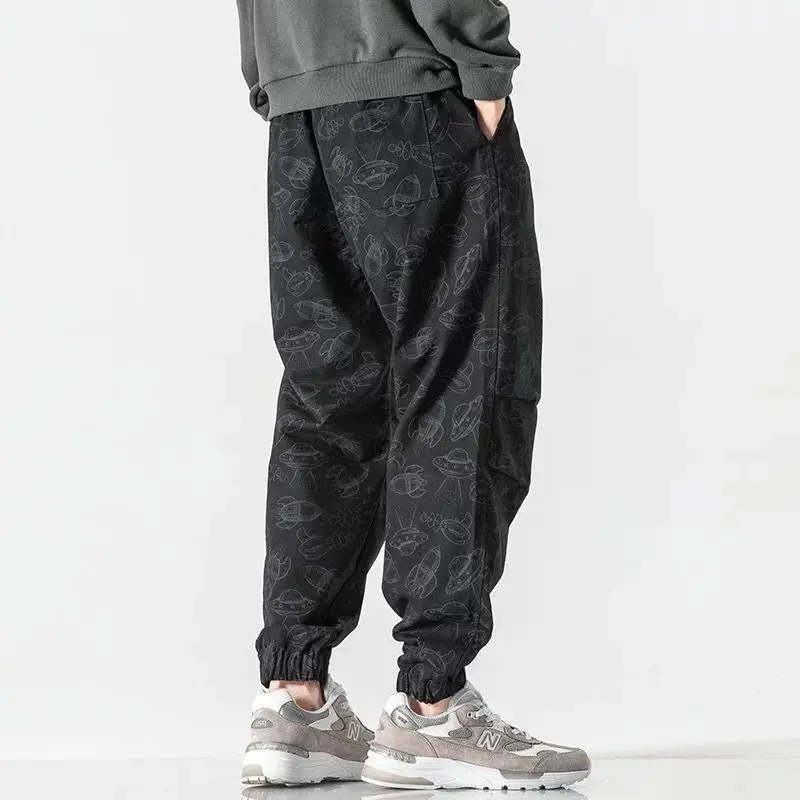 Pants Men's Thin Korean Version Cargo Pants Loose Fitting Casual Pants with Graffiti Street Casual All-match Male Pants