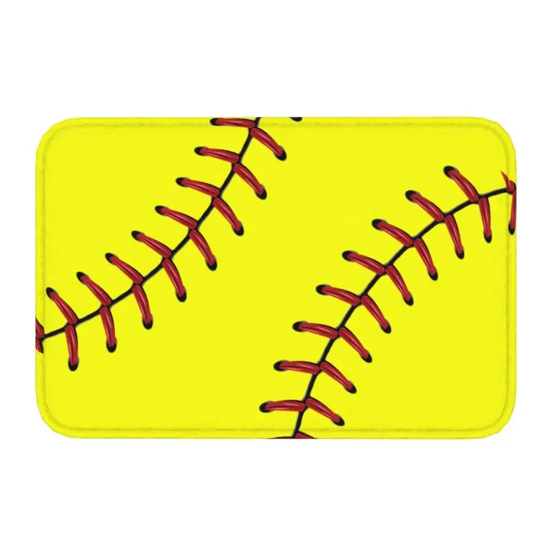 Custom Softball Baseball Lace Doormat Non-Slip Kitchen Bathroom Mat Garden Garage Floor Door Entrance Carpet Rug