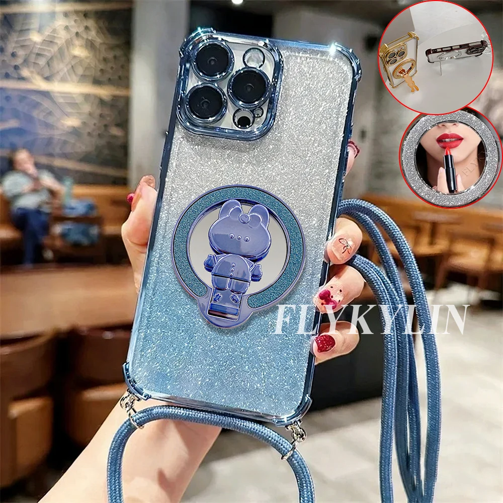 

Для Huawei P30 Lite P40 P50 P60 Pura 80 70 Pro Mate 70 60 Держатель зеркала с длинной задней веревкой и мягкой оболочкой из блестящей бумаги