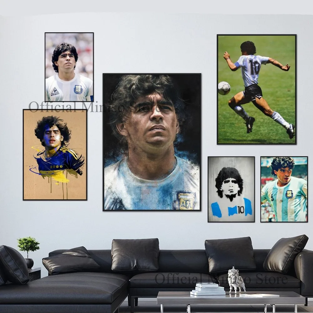 DIego maradona-粘着ポスター、アートポスター、防水紙ステッカー、コーヒーハウス、バー、ルーム用の壁装飾、1個