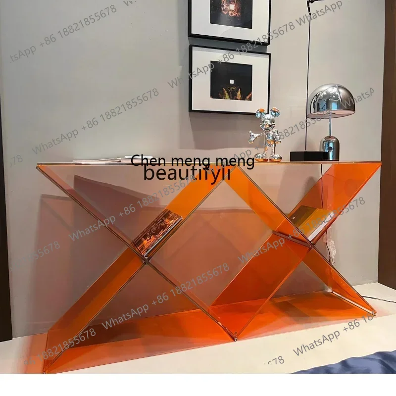 

182QItalian Gla Entrance Stage Creative Art Modern Minimalist a Long Narrow Table Light Luxury Corridor Home Hallway Table