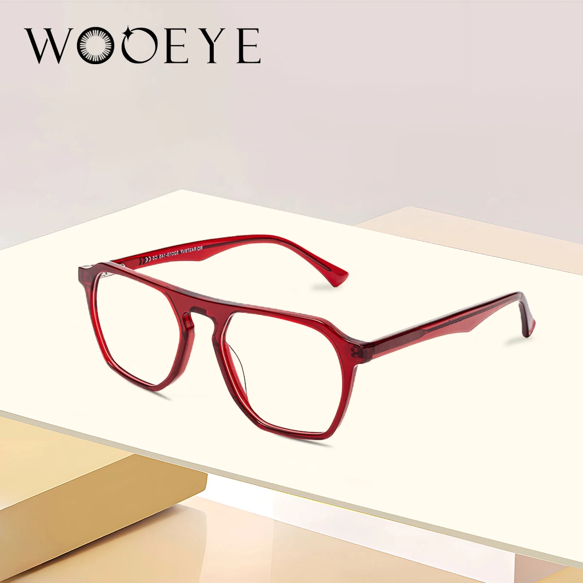 

Wooeye 2024 New Women's Fashion Square Acetate Geometric Eyewear, Personalized Plain Decorative Glasses for Reading and Study