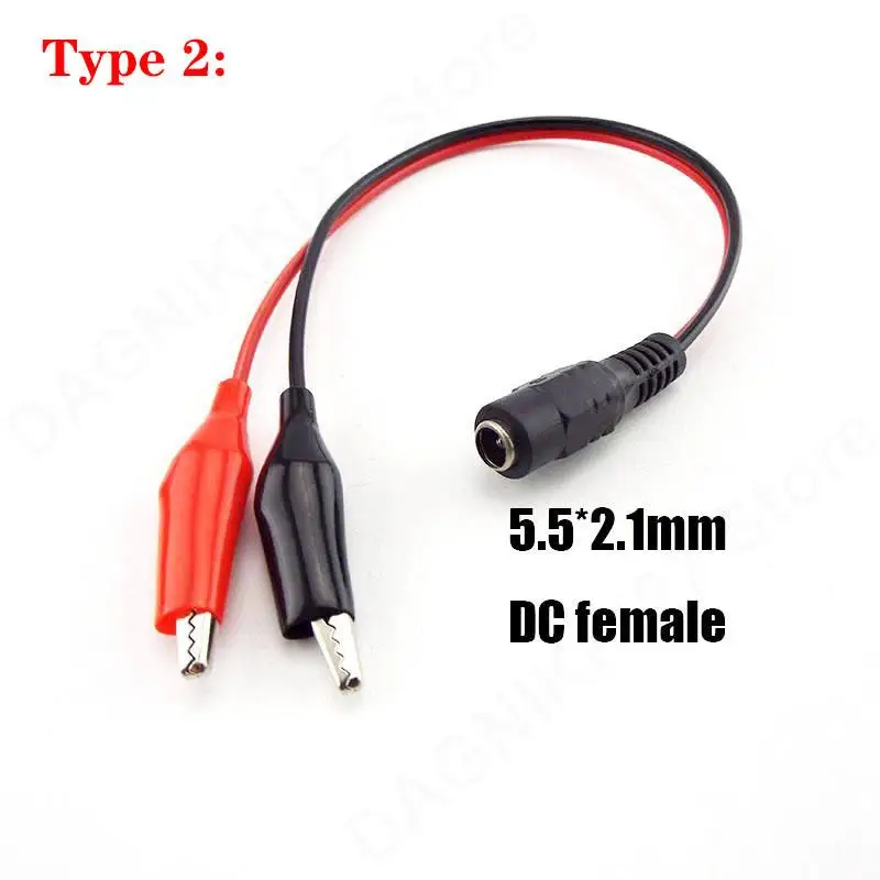 Alligator Clip Electric DIY Test Lead Wire DC Male Female Jack Double Head Crocodile Clip Connector Roach Electrical Test Jumper