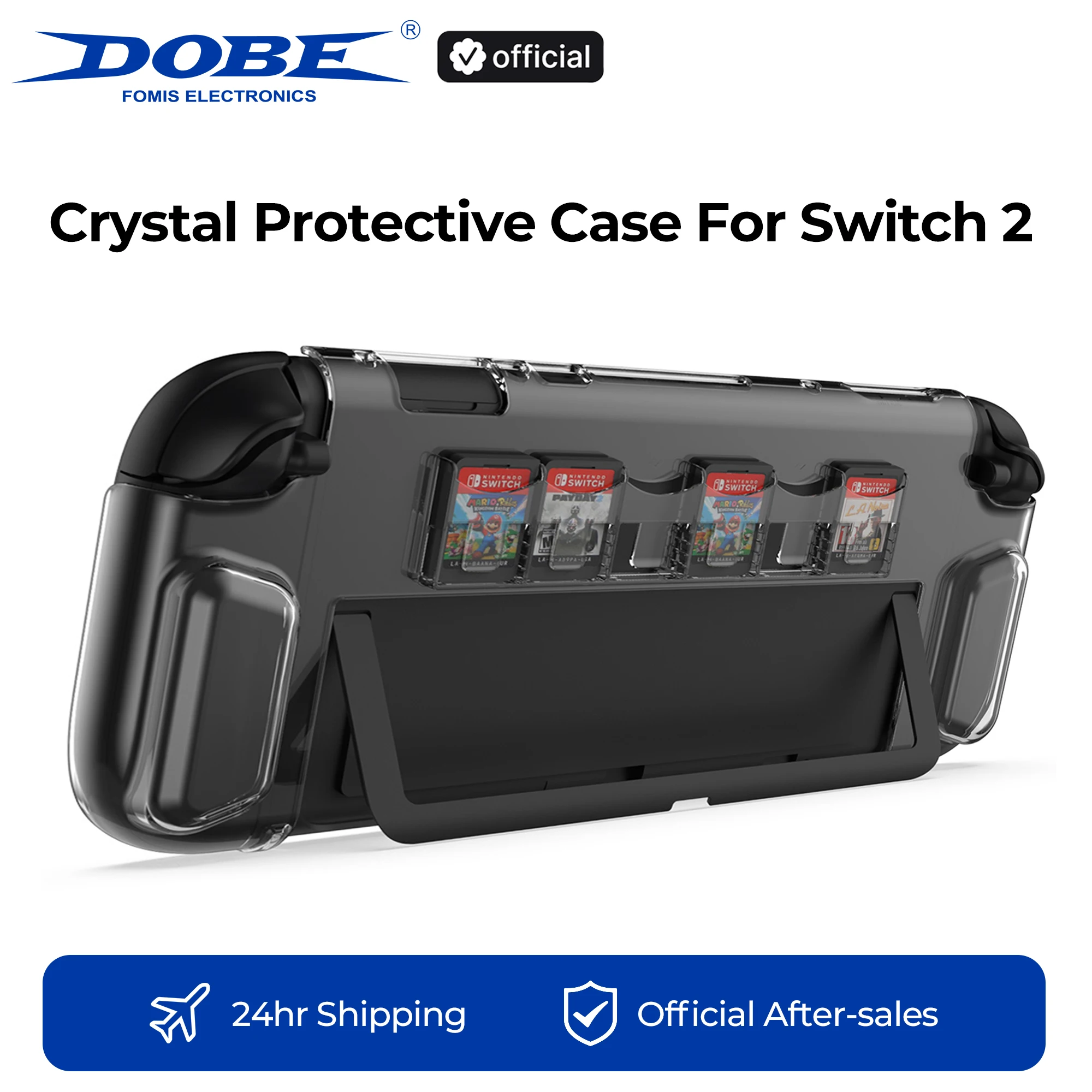 

DOBE Transparent PC Hard Case For Switch 2 Console - 6 Game Card Slots, Protective Cover for Switch 2 Accessories, Anti-Scratch